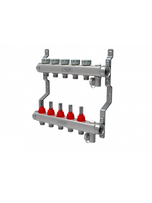 Коллекторная группа Royal Thermo 1" х 3/4'' (евроконус) 8 вых, c расходомерами