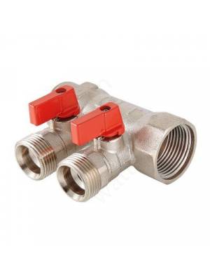 Коллектор 3/4"x1/2 ш  с отсекающими кранами AQUALINK (2 вых)