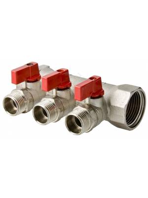 Коллектор 3/4"x1/2 ш  с отсекающими кранами AQUALINK (3 вых)